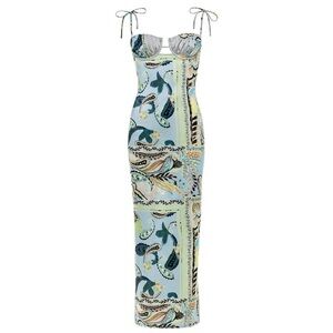 Montce Blue and Green Patterned Maxi Dress